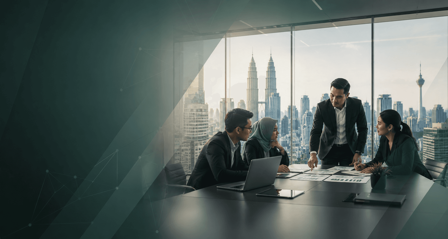 A professional team discussing marketing strategy